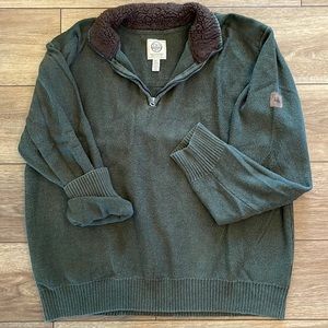 Field & Stream Men’s Forest Green Quarter-zip with brown Sherpa collar, size XXL